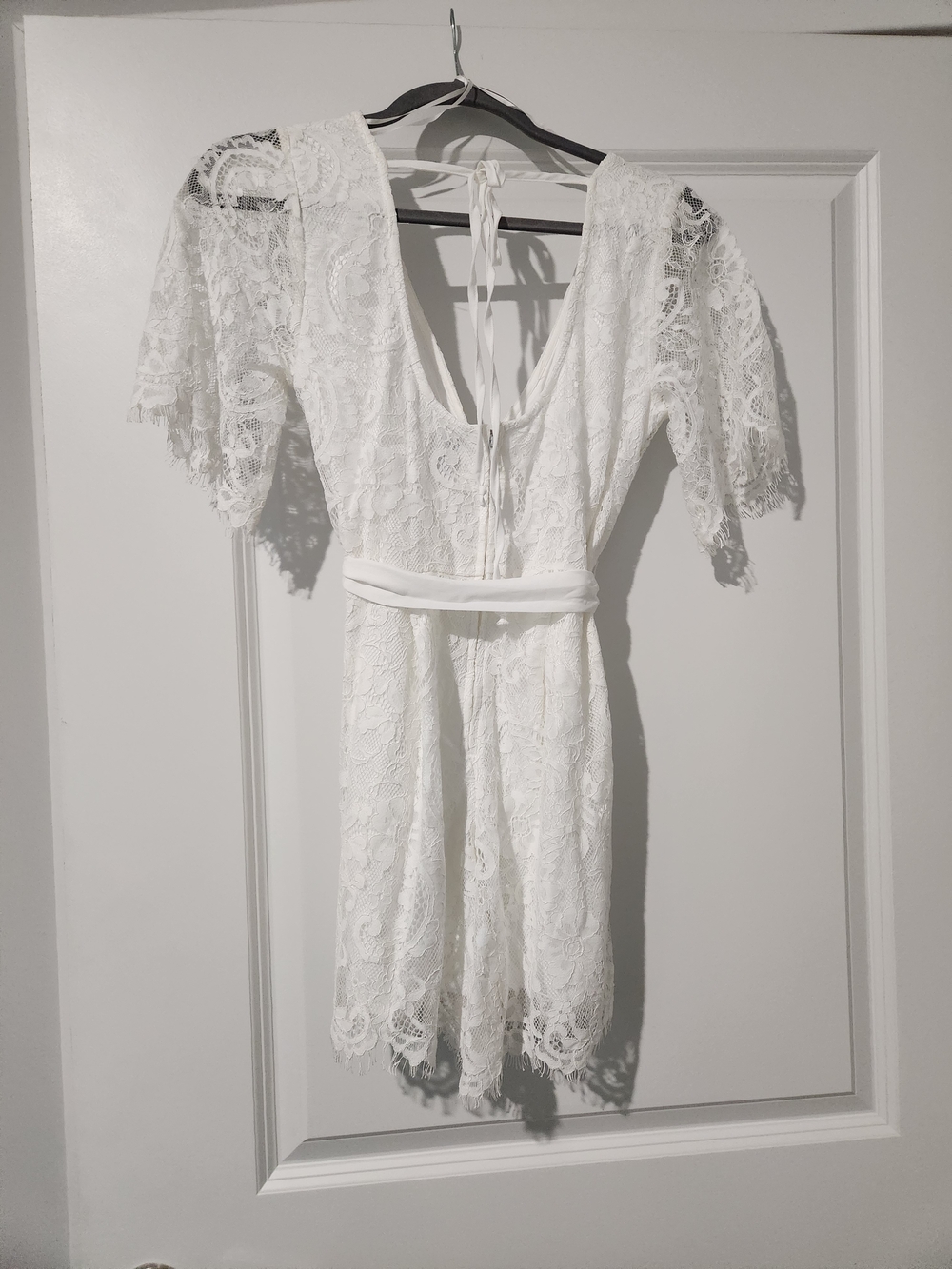 Francesca's White Lace Romper with Lace Detail - Picture 5 of 5